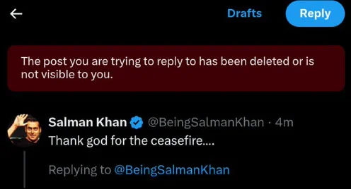 Why did Salman Khan suddenly delete his controversial 'Ceasefire' Tweet?